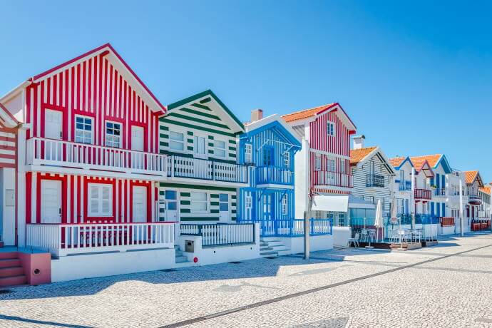 Typical colorful houses in Aveiro