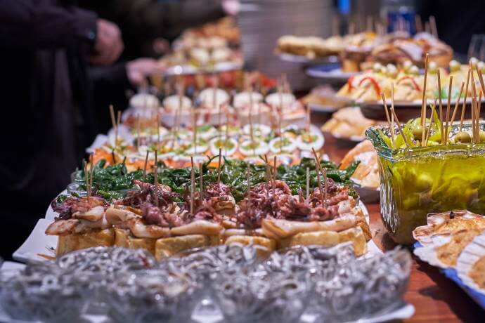 Pintxos and tapas, typical of the Basque Country